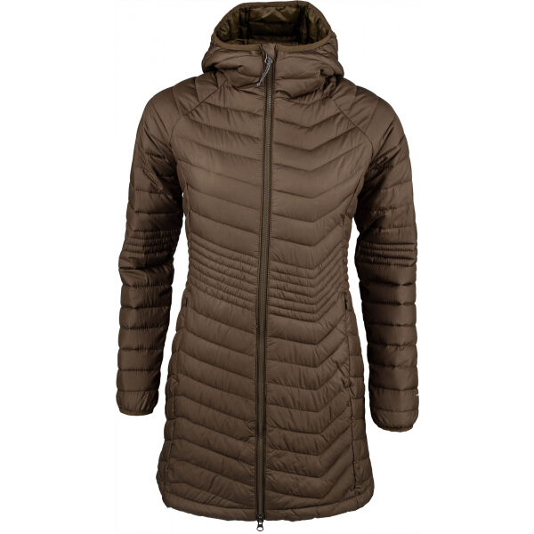 Columbia POWDER LITE MID JACKET hnědá L - Dámská dlouhá zimní bunda Columbia