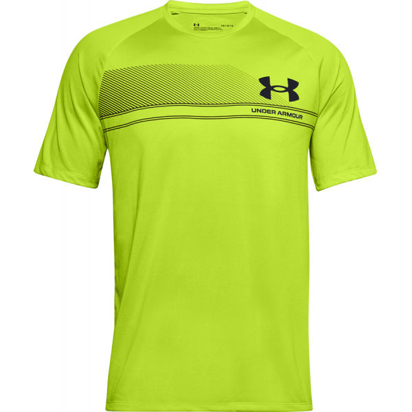 Under Armour LOGO WORDMARK TECH SS zelená M - Pánské triko Under Armour