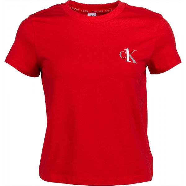 Calvin Klein S/S CREW NECK červená L - Dámské tričko Calvin Klein