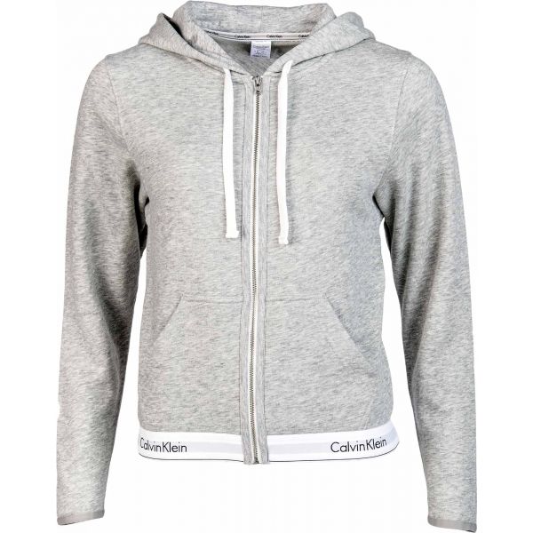 Calvin Klein TOP HOODIE FULL ZIP šedá S - Dámská mikina Calvin Klein