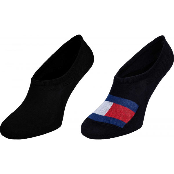 Tommy Hilfiger MEN FOOTIE 2P FLAG černá 43 - 46 - Pánské ponožky Tommy Hilfiger