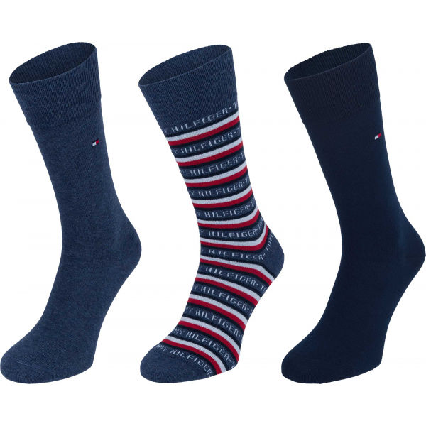 Tommy Hilfiger SOCK 3P LOGO GIFTBOX  39 - 42 - Pánské vysoké ponožky Tommy Hilfiger