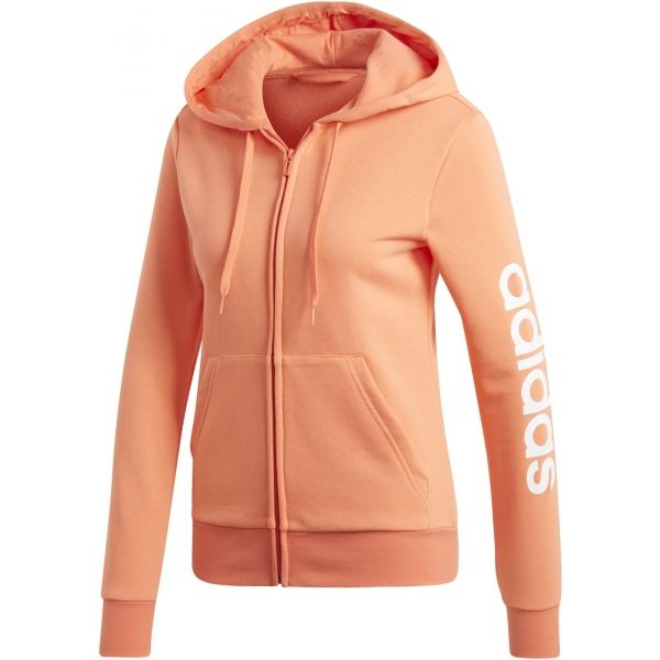 adidas ESSENTIALS LINEAR FULL ZIP HOODIE Oranžová S - Dámská mikina adidas