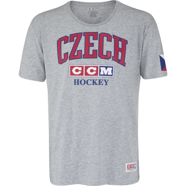 CCM FLAG TEE TEAM CZECH Šedá S - Pánské tričko CCM