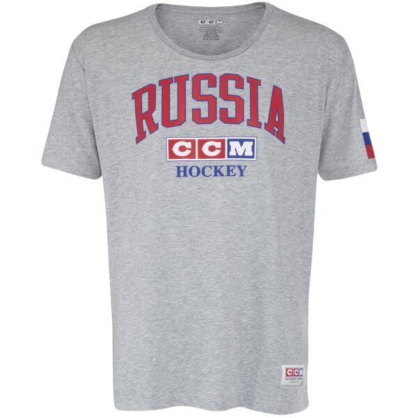 CCM FLAG TEE TEAM RUSSIA Šedá S - Pánské tričko CCM