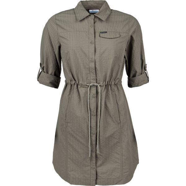 Columbia SILVER RIDGE NOVELTY DRE Khaki XS - Dámské košilové šaty Columbia