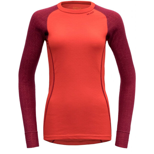 Devold DUO ACTIVE WOMAN SHIRT Červená L - Vlněné tričko s dlouhým rukávem Devold