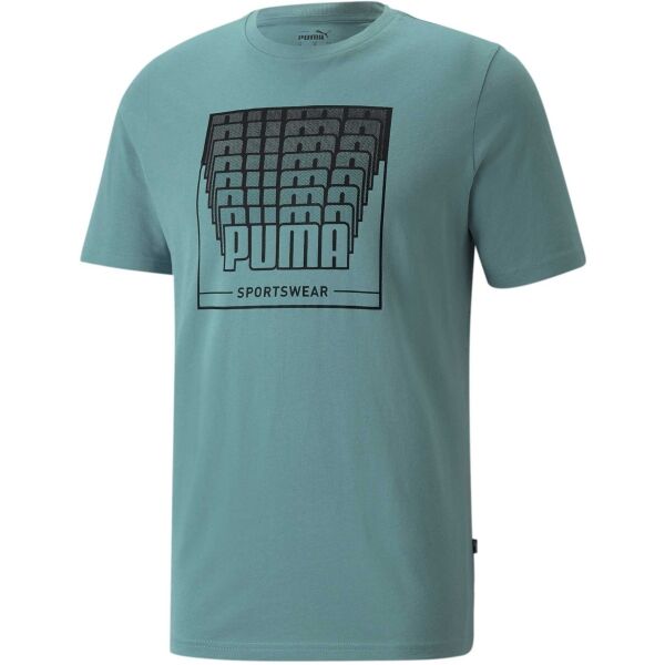 Puma WORDING GRAPHIC TEE Zelená S - Pánské triko Puma