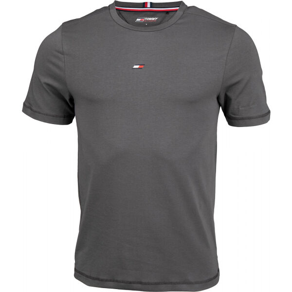Tommy Hilfiger MOTION FLAG LOGO TEE Tmavě šedá S - Pánské tričko Tommy Hilfiger