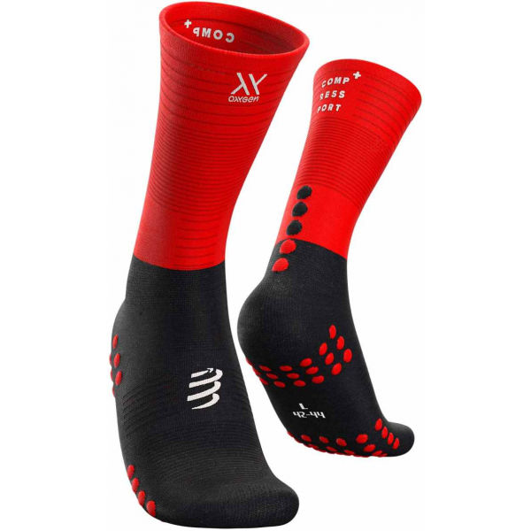 Compressport MID COMPRESSION SOCKS červená T2 - Vysoké běžecké ponožky Compressport