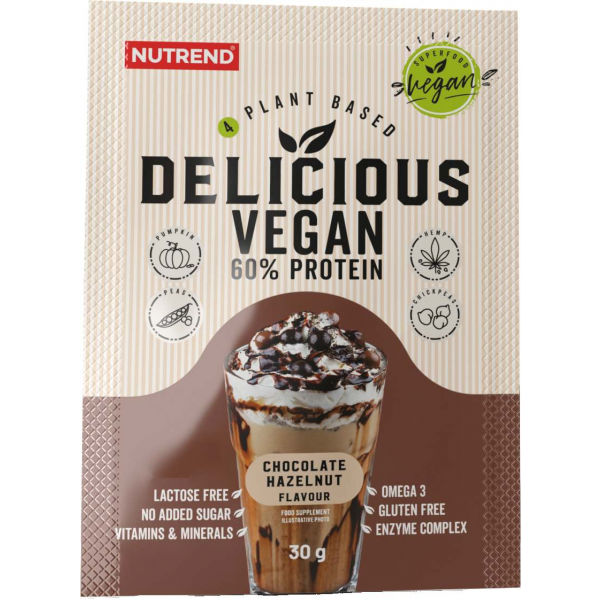 Nutrend DELICIOUS VEGAN PROTEIN ČOKOLÁDA + LÍSKOVÝ OŘECH 5x30g Protein