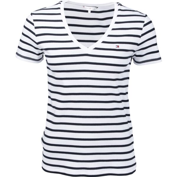 Tommy Hilfiger SLIM STRIPE V-NK TOP SS W Dámské triko