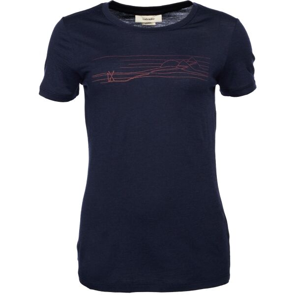 Icebreaker TECH LITE II SS TEE SKI STRIPES MIDNIGHT W Dámské univerzální triko