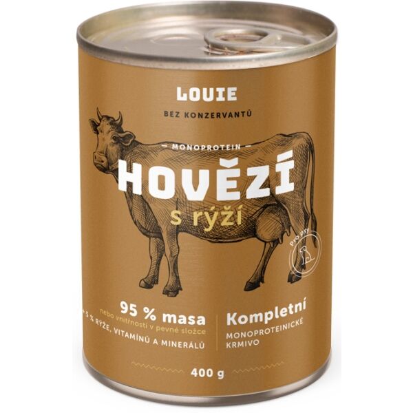 LOUIE HOVĚZÍ S RÝŽÍ 400 G Psí konzerva
