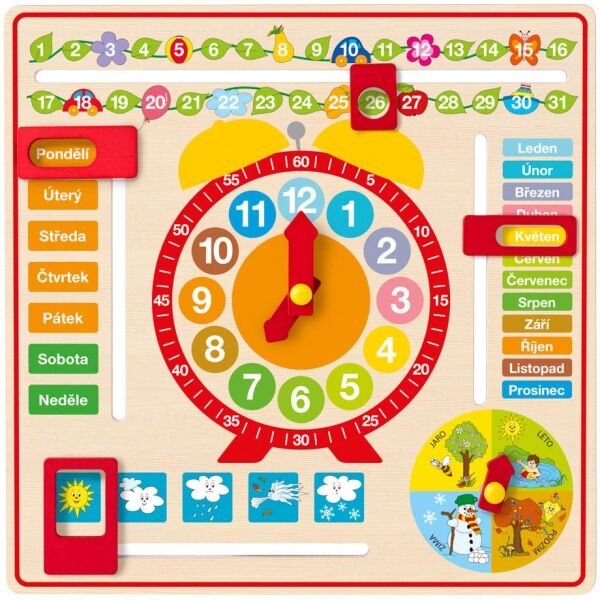 WOODY MULTIPURPOSE CALENDAR WITH CLOCK Vzdělávací hračka