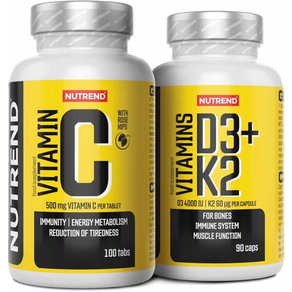 Nutrend VITAMIN C SE ŠÍPKY 100 TABLET + VITAMINS D3+K2 90 KAPSLÍ Doplněk stravy