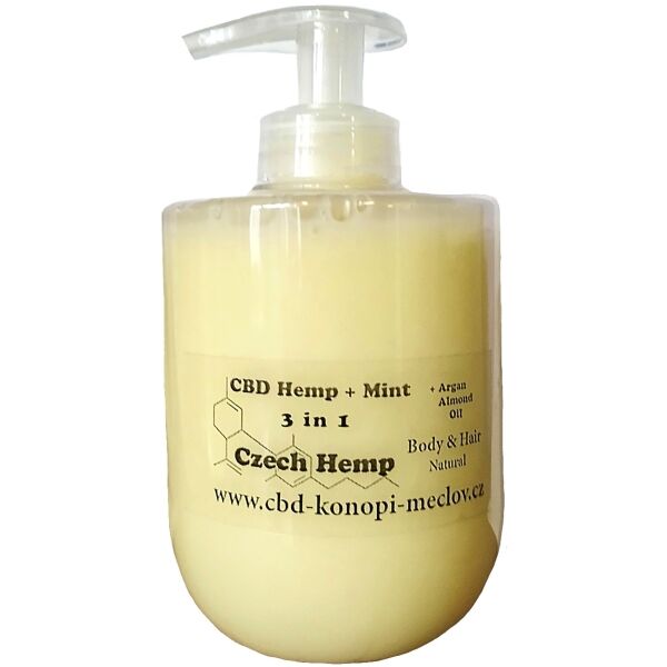 CBD konopí Meclov CBD MÁTA A GEL 3v1 300 ML Medicinální konopný šampon