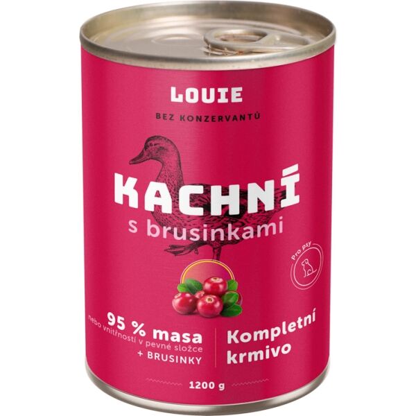 LOUIE KACHNÍ S BRUSINKAMI 1 200 G Psí konzerva